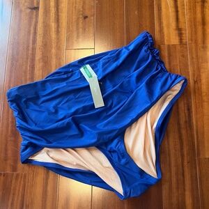 New NWT J.Crew‎ Blue Bikini Bottom High-Waist Ruched Swim Brief Plus Size 2X